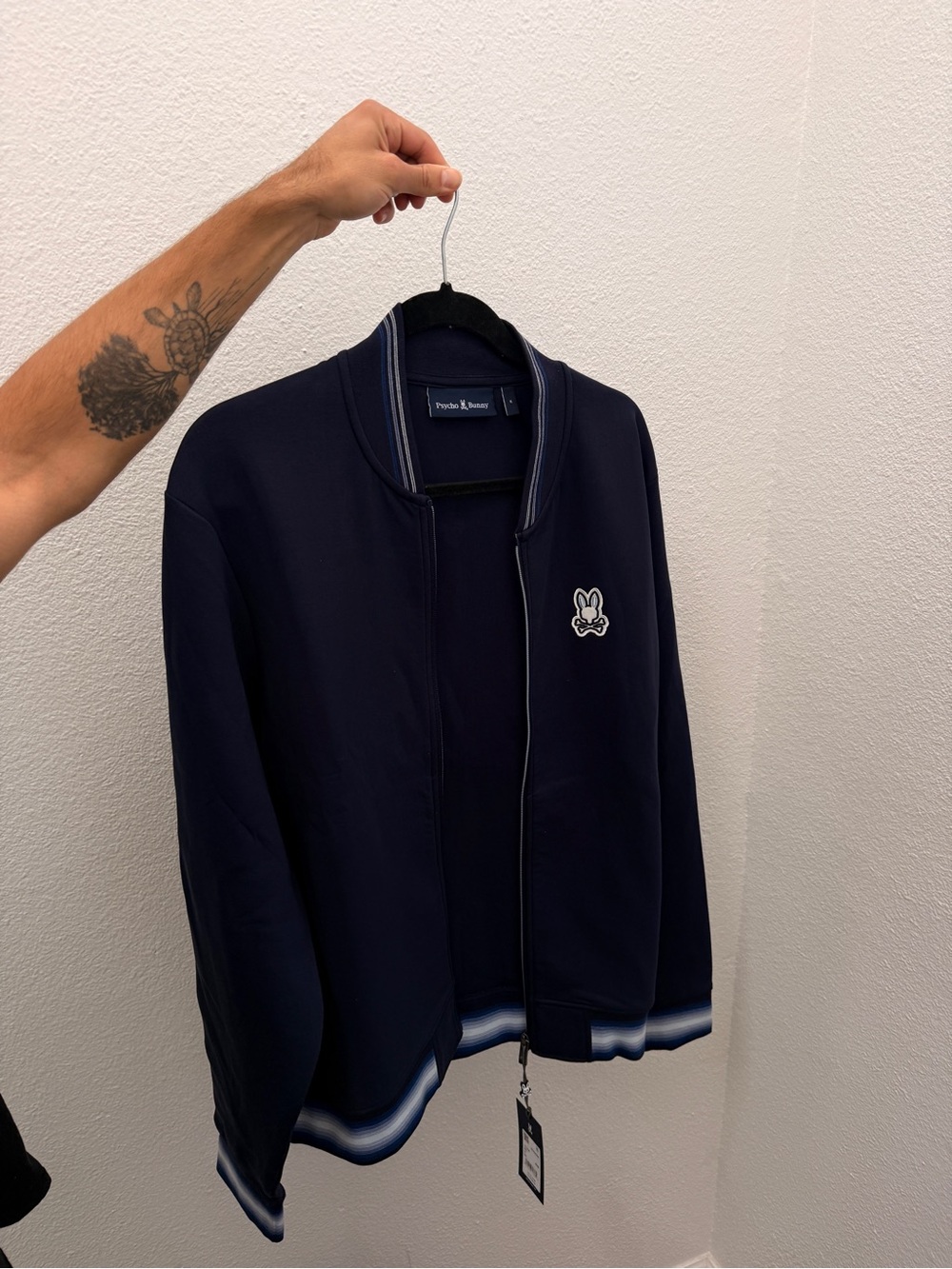 Psycho Bunny Navy Bomber Jacket with Contrast Trim
